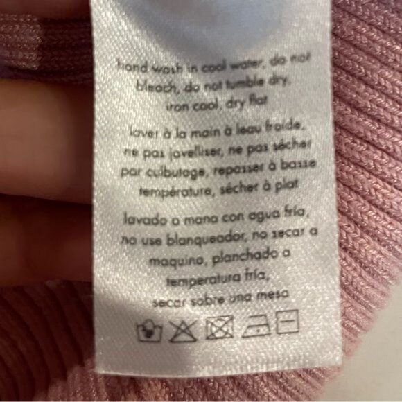 Rachel Parcell Flare Sleeve Mock Neck Ribbed Sweater Silver Pink Size Large - Picture 12 of 12